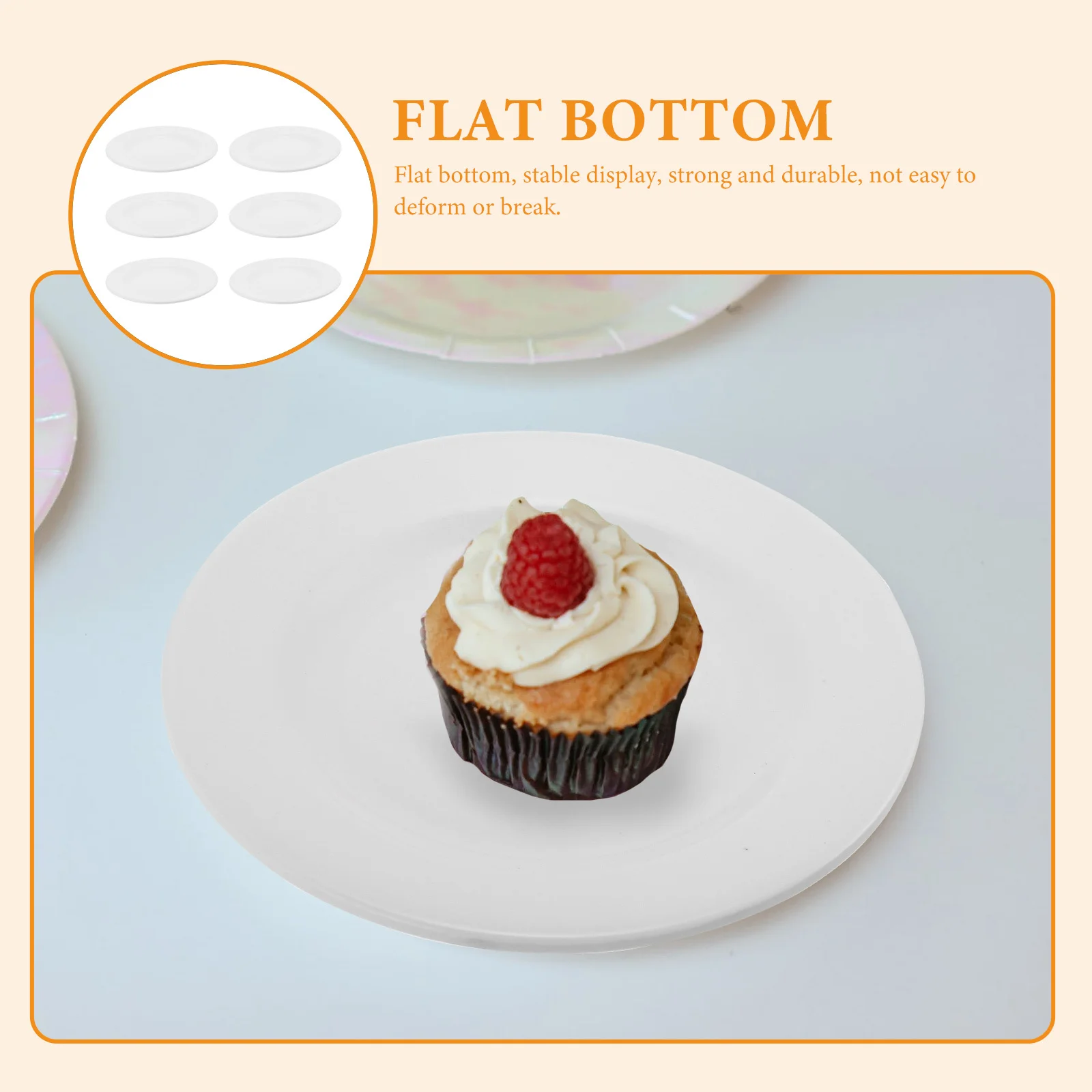 

6 pcs Melamine Food Plate Round Snack Plates 7.5 Inch White Dessert Cake Serving Dish Lightweight For Home Restaurant
