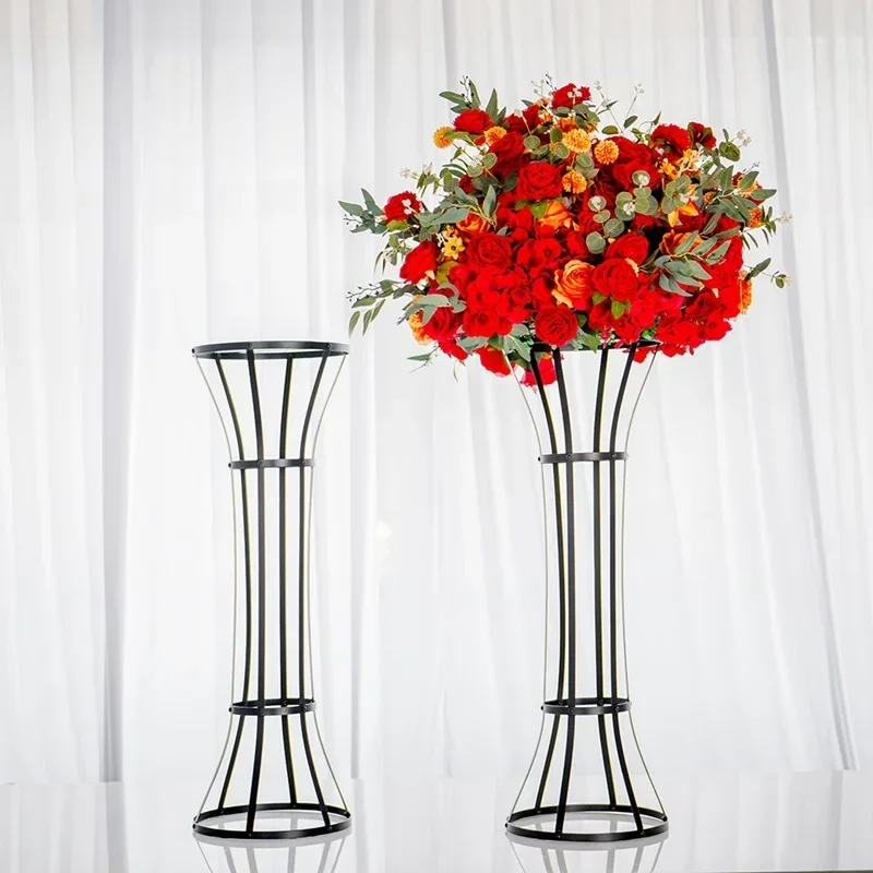 Eleganter 90cm Gold-Schwarzer Blumenständer Romantische Hochzeits- und Partydekoration Florale Tischdekoration für Zuhause – Detail 5
