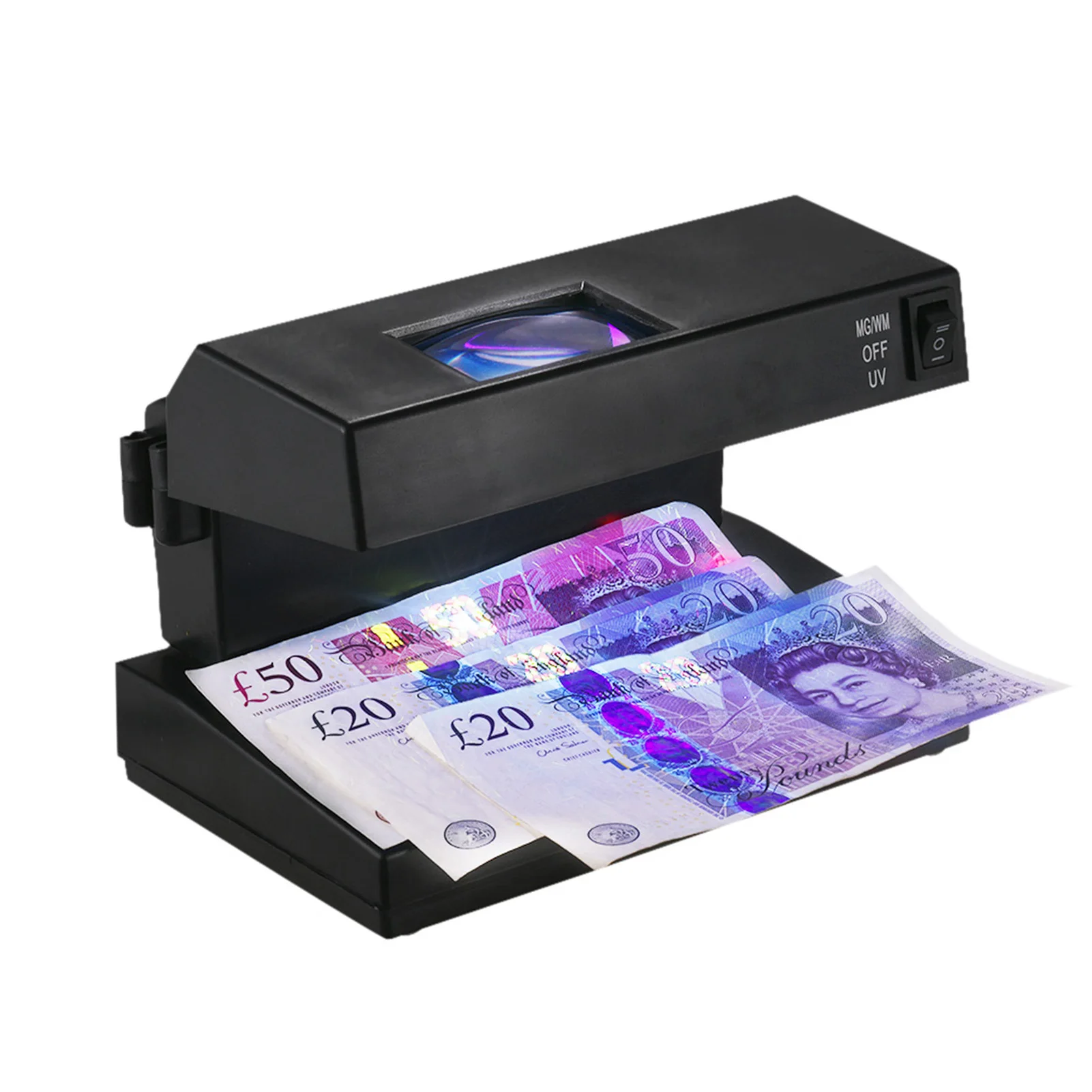 Portable Desktop Counterfeit Bill Fake Ticket Detector Cash Currency Banknotes Checker Machine Ultraviolet UV Magnifier Forged