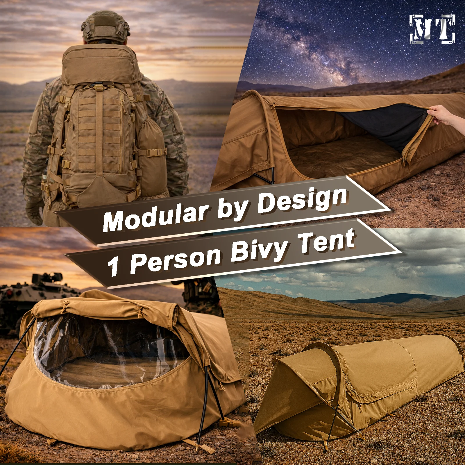 Akmax Stealth Bivy Zelt Wolf Brown Einpoliger Hoop-Unterstand für Camping, Wandern, Angeln, wasserdicht, atmungsaktiv, 1 Person