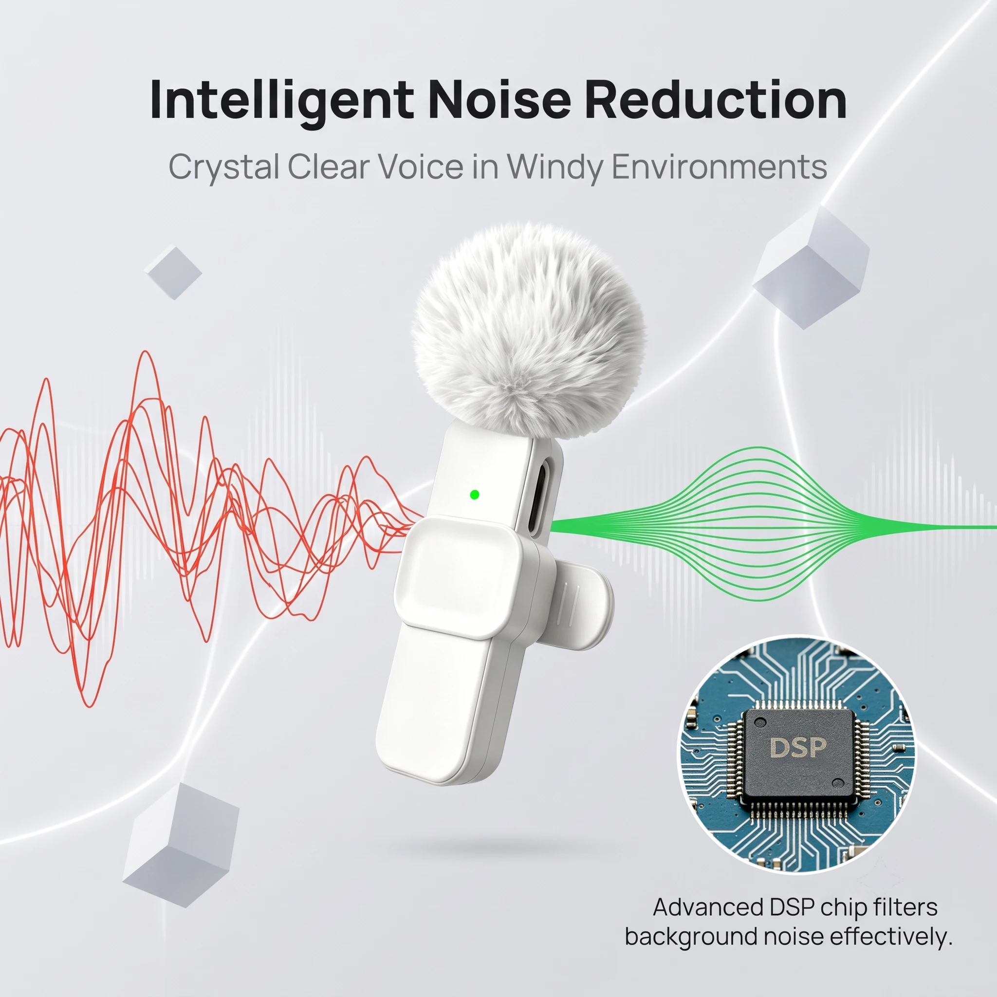 Type-C Port  Wireless Lavalier Microphone for Smartphones Computers and Cameras Windproof Cover for Video Streaming Vlog - view 3