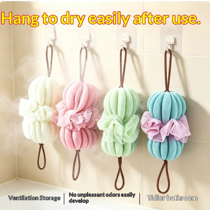 Large Thick Soft Mesh Shower Ball High Elastic Foaming Bath Sponge Hanging Body Exfoliating Scrub Bathing Accessories