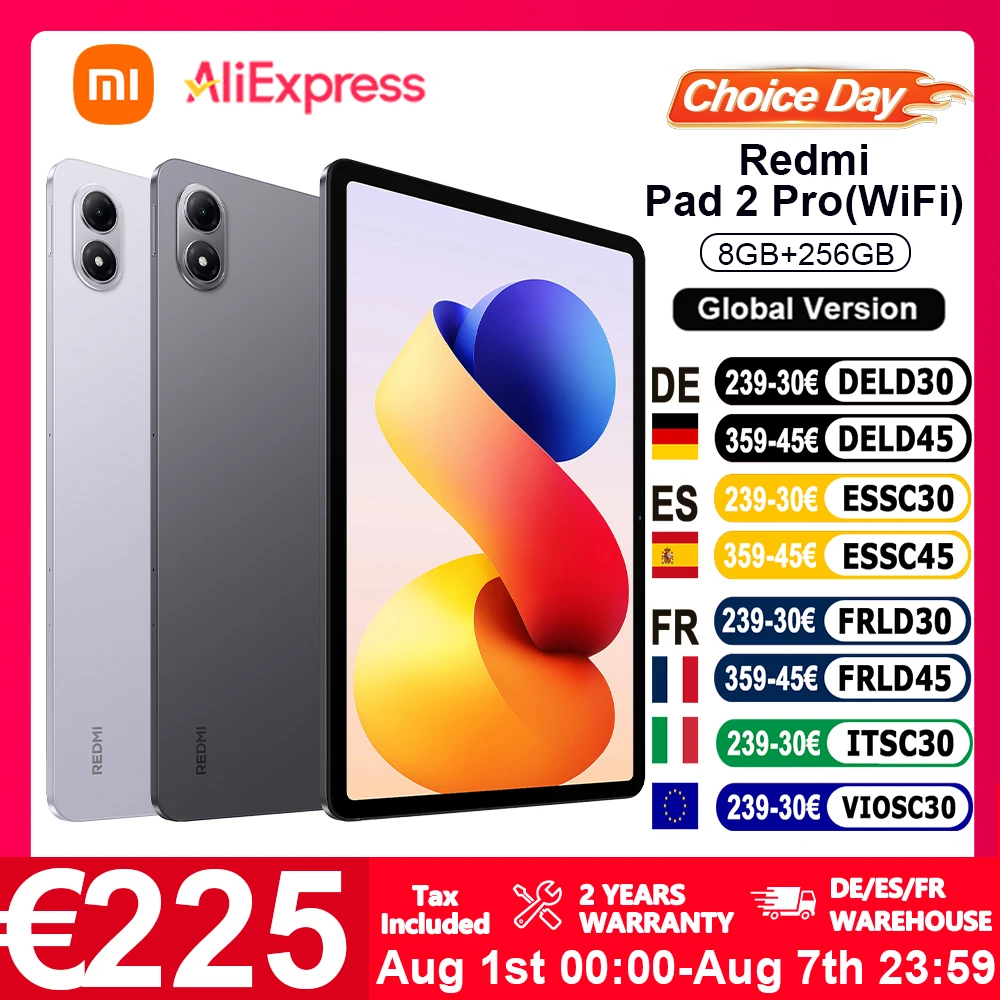 Globale Version Xiaomi Redmi Pad 2 Pro WLAN 12,1' 2,5K Kristallklares Display 120Hz Bildwiederholrate 12000mAh Akku Fortschrittlicher 4nm Prozessor Snapdragon ®   7s Gen 4 Mobile-Plattform mit Xiaomi