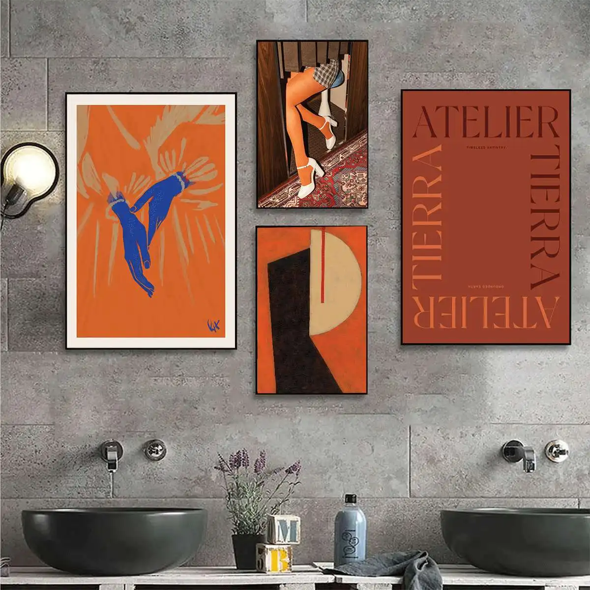 1pc frameless Vintage Abstract Geometry Revival Gallery Canvas Wall Art Print Poster Mural for Living Room Bedroom Office Wall
