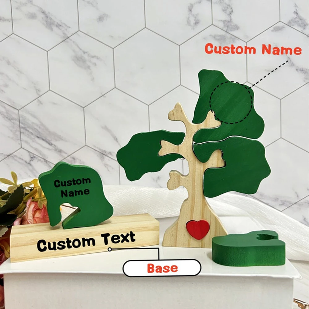 

Personalized Wooden Leaf Genealogy Puzzle Customization 2-10 Names Christmas Commemorative Tree Family Desktop Ornament Gift