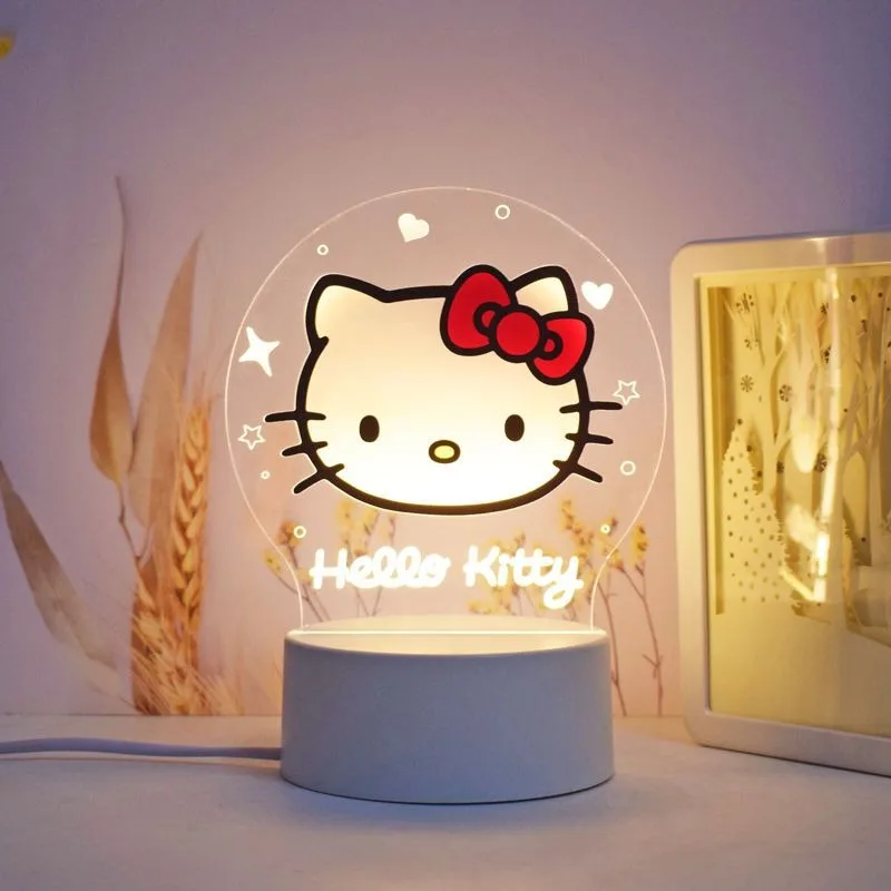 

Hell OKitty Anime Kawaii Sanrio Ins Fashion LED Light Cute Cartoon Children Desktop Decoration Pendant Gifts for Kids