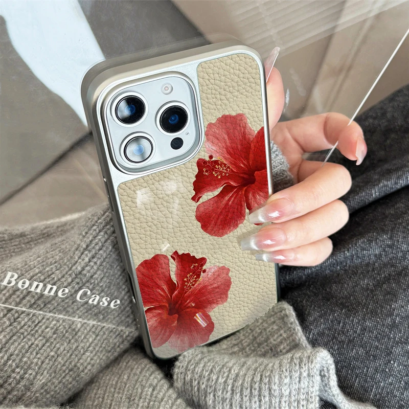 حافظة لهاتف آيفون 11/12/13/14/15/16/17 Pro Max AIR PLUS أنيقة على شكل زهرة حمراء محظوظة