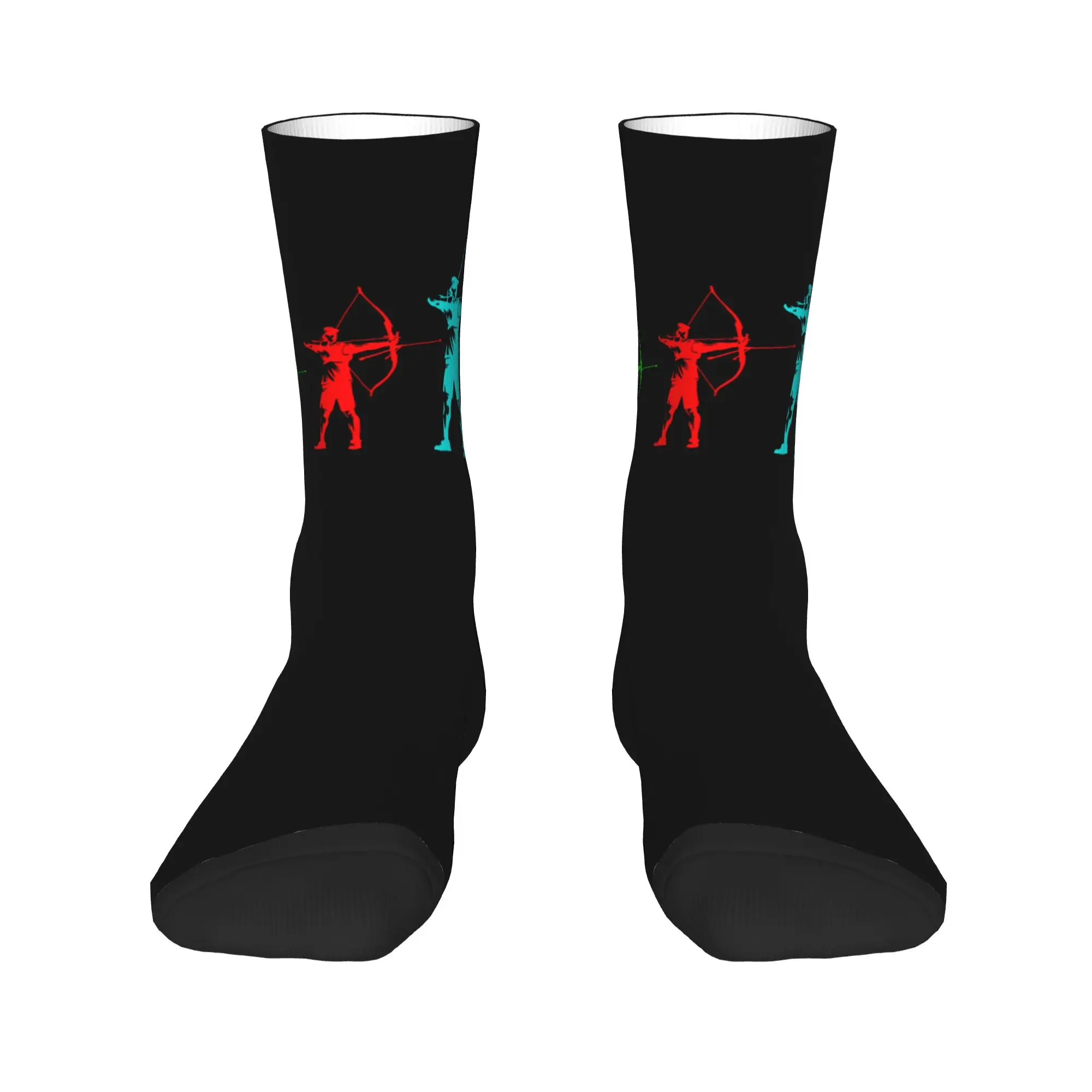 Custom Kawaii Mens Archery Sport Dress Socks Unisex Breathbale Warm 3D Print Archer Bow Hunting Lover Crew Socks