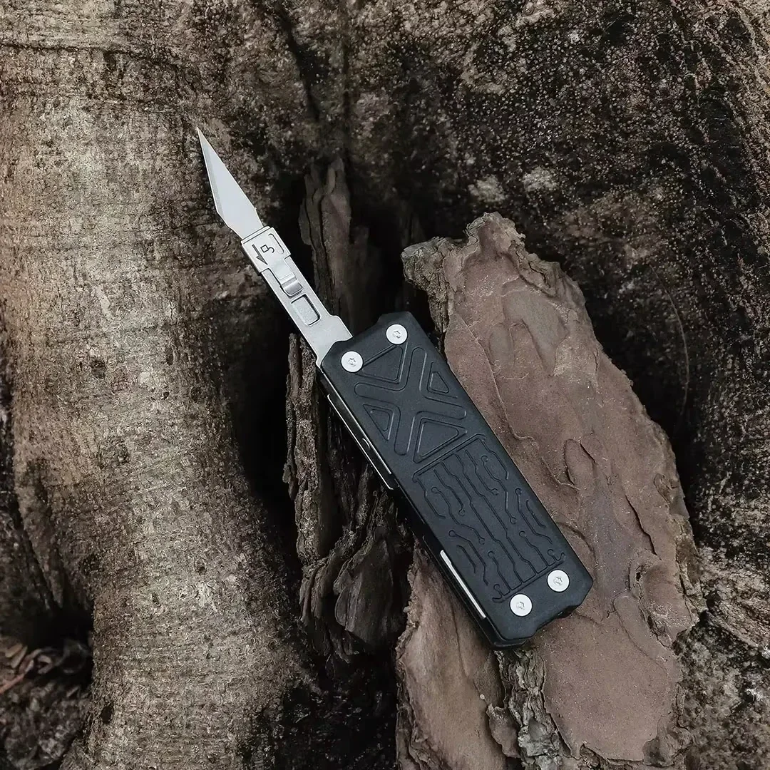 Pocket Multitool E1 10 in 1 EDC Multi Functional Tools Replaceable Carving Knife Folding Scissors Screwdriver Scraper