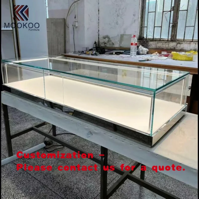

custom.Tempered Glass Jewelry Display with LED Lighting Retail Store Showcase