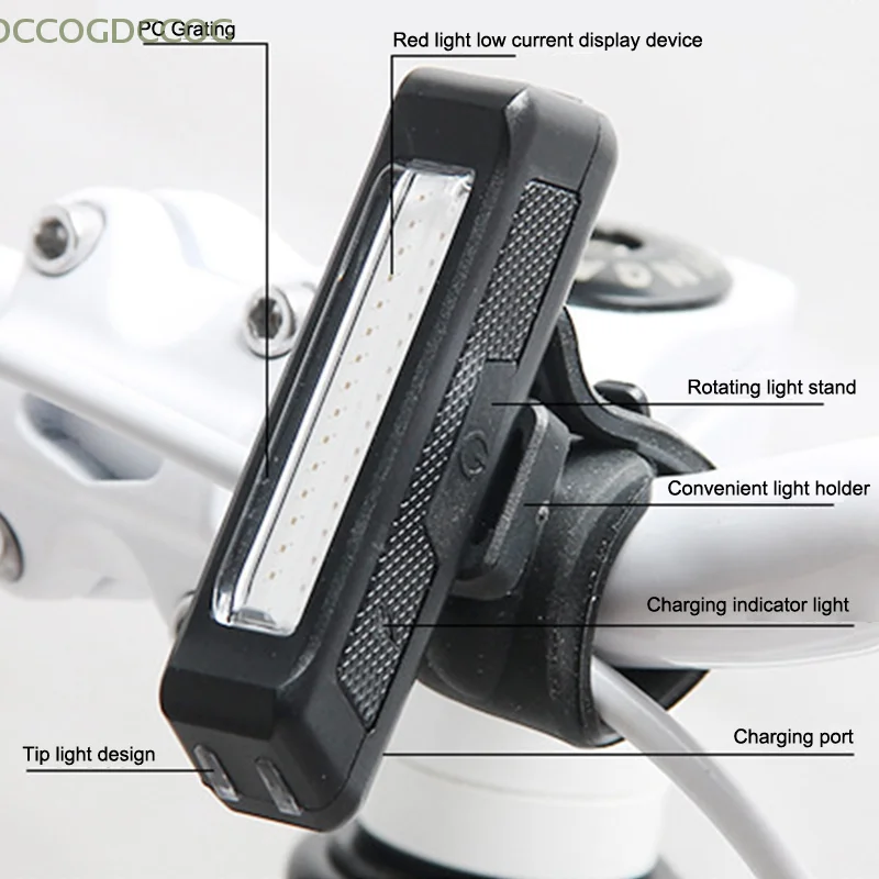 1 قطعة مقاوم للماء قابلة للشحن دراجة الضوء الخلفي/الدراجة الجبلية تحذير ضوء المصباح-الرؤية الدراجات والعتاد #4