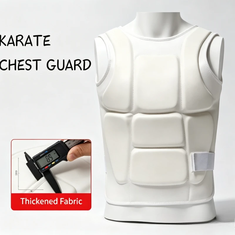 Karate Chest Guard Adjustable Breathable Body Protector with EPE Foam Padding for Martial Arts Sparring Training Adult Youth