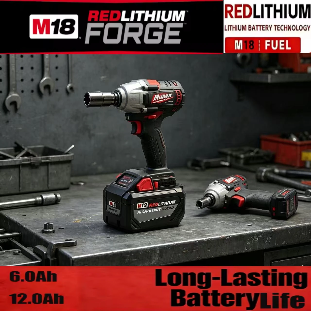 

Milwaukee M18 18V 6.0Ah 8.0Ah 12.0Ah Replacement Battery High Performance For M18 Cordless Impact Driver Wrench And Saw Tools