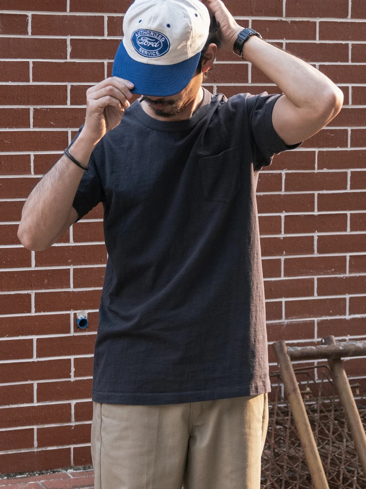 Soft Bamboo Cotton Pocket T-Shirt Seamless round Neck Short Sleeve Basic Fit Rugged Bronson Men's Summer Fashion 2025