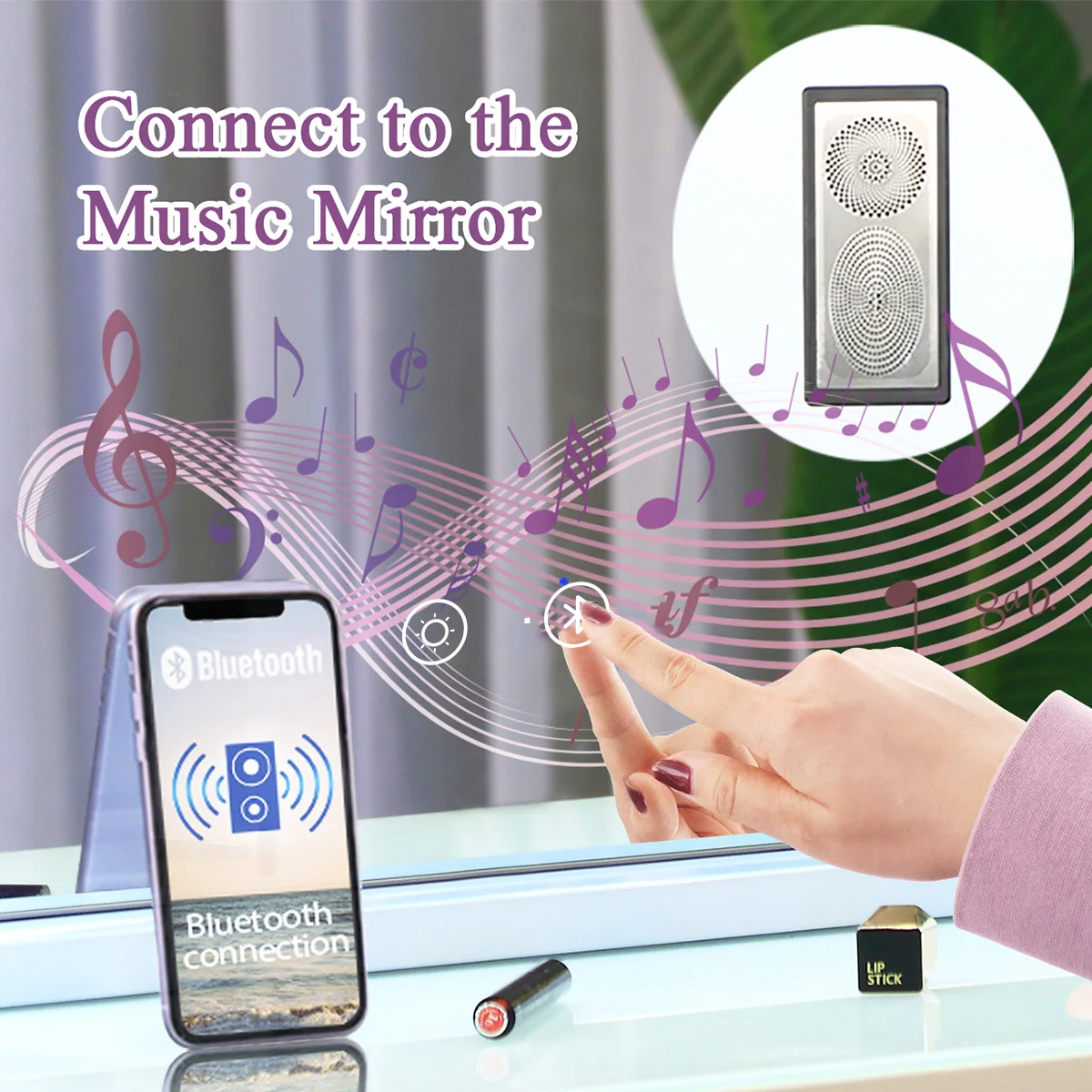 Large Vanity Mirror With Lights And Bluetooth Speakers Dimmable LED Lights With 10 Times Magnification USB Port for Woman Makeup
