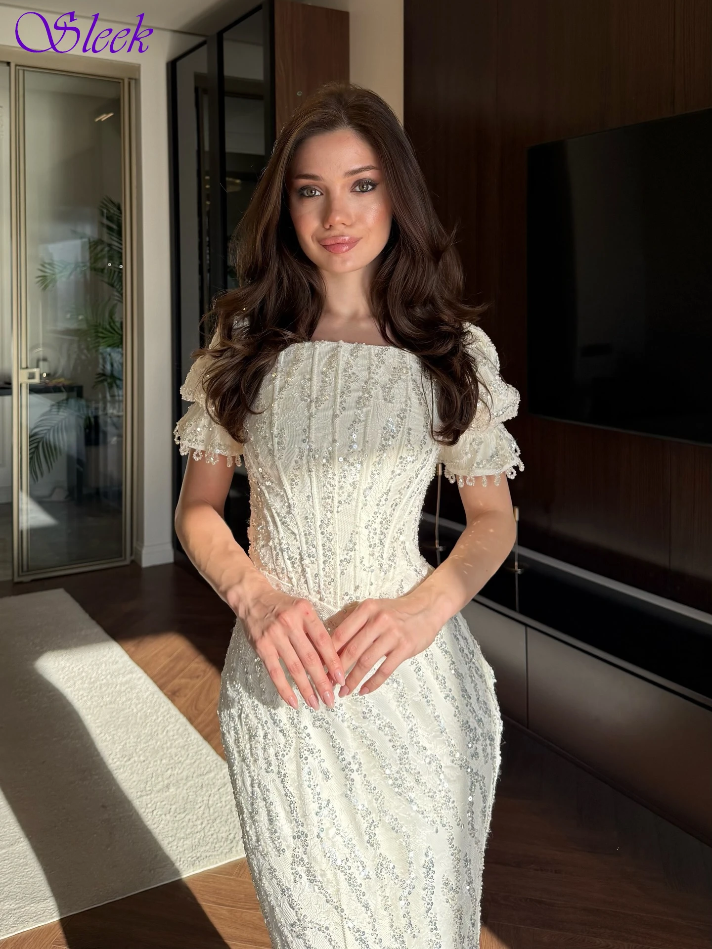 تخصيص حورية البحر ساحة الياقة أنيقة كلاسيكية مساء اللباس حساسة المشاهير أثواب عالية الجودة أزياء حزب اللباس