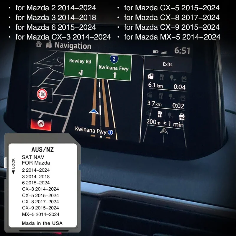 2024 Australia New Zealand Maps Upgrade Connect 1 System SD Card for Mazda 2/3/6/CX3/CX5/CX8/CX9/MX5 Car Multimedia Sat Nav