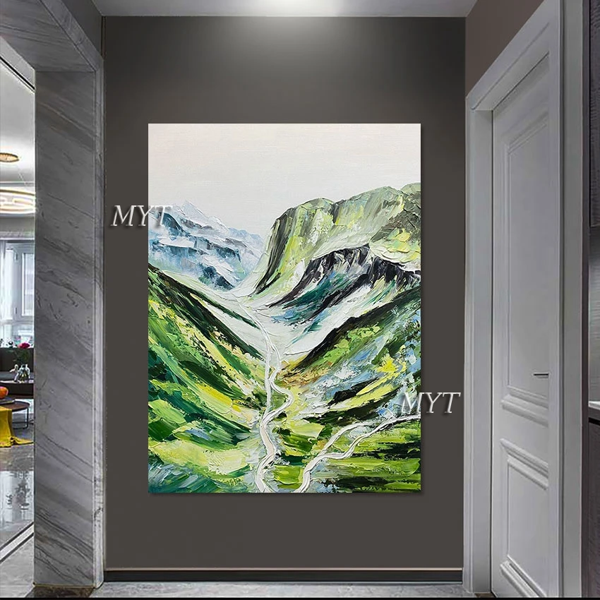 3d Green Mountains Landscape Wall Art Frameless Painting Room Decor Abstract Hand Painted On Canvas Wall Art Picture Unframed