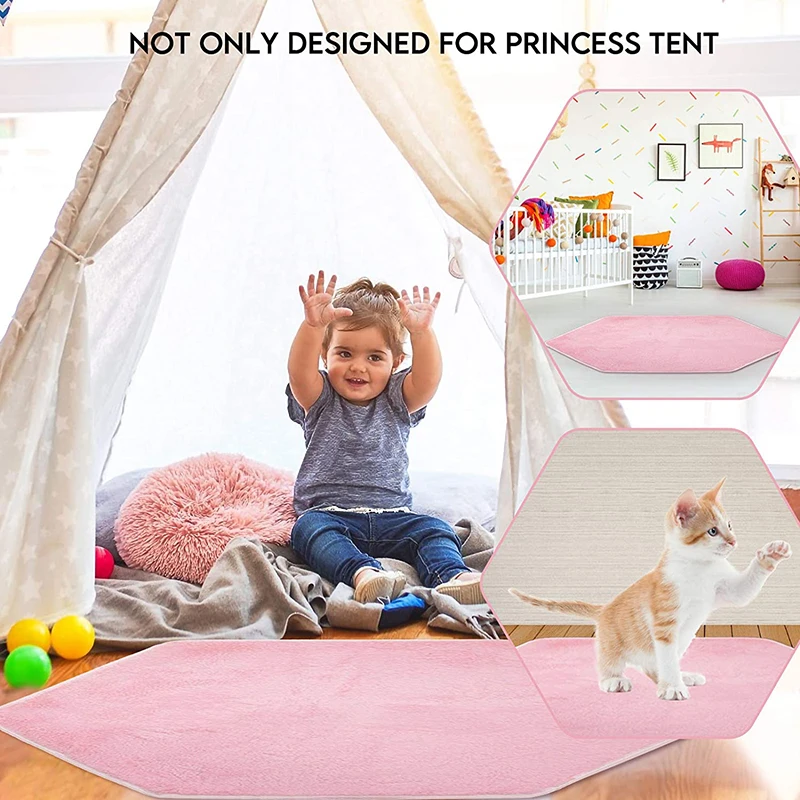 Children\'s hexagonal princess tent matching velvet mat Baby children\'s game climbing mat