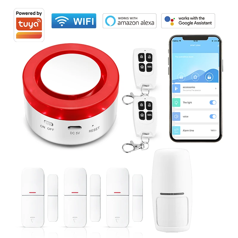 

Tuya Smart WIFI Wireless Security Alarm System Alarm Kit Home Burglar Motion Door Sensor Compatible Google Home Alexa