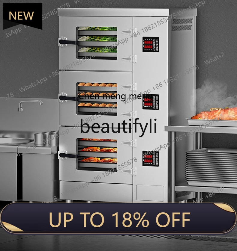 

Z189 Commercial Steamer Three Doors Transparent Window Steaming Cabinet Large Intelligent Electric Heating Steaming Rice Cart