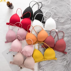 French Triangle Cup Slim Slim Slim Strap Wrapping Chest Sexy No Steel Ring Underwear Sexy Sports Cross Back Bra