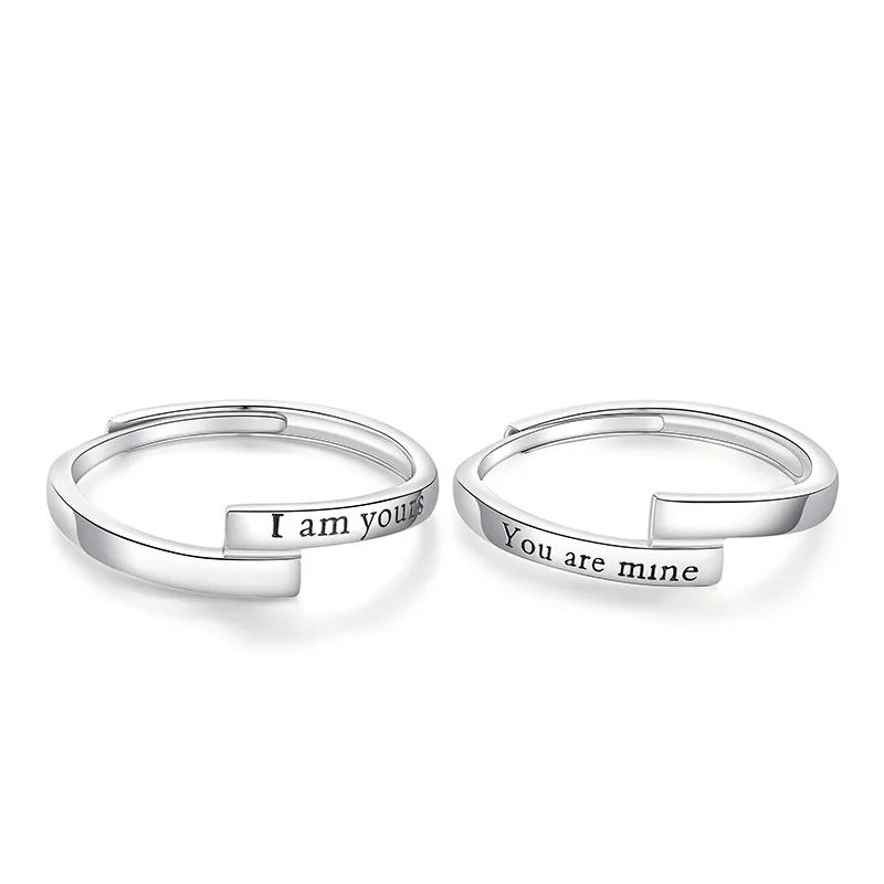Romantic 100% Pure 925 Sterling Silver Couple Rings For Women Men Wedding Fine Jewelry Couple Rings For Lover Valentine's  Gift
