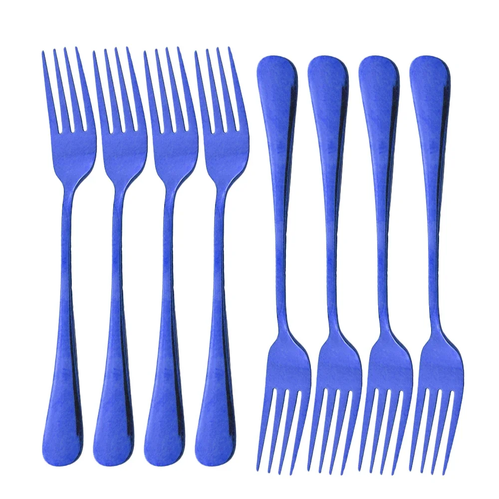 8/16Pcs Blue Dinnerware Stainless Steel Tableware Fork Spoon Knife Dinner Set Kitchen Black Cutlery Set Silverware