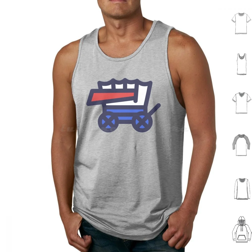 Camisetas sem mangas com logotipo Buffalo Circle The Wagons Pop Art, estilo cartoon, Buffalo Buffalove, Buffalo NY, WNY, Western New