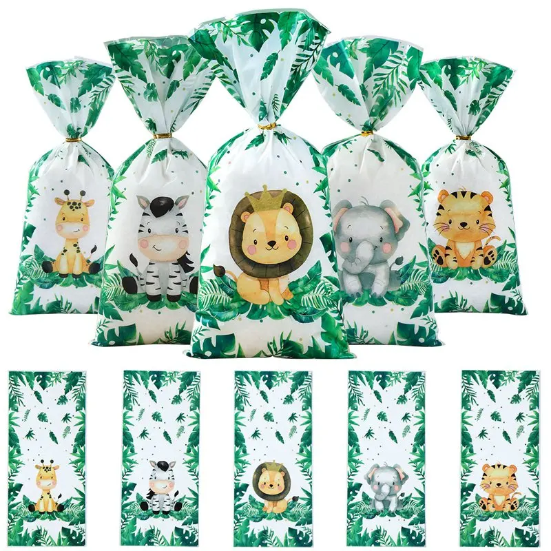 Jungle Animals Candy Gift Bags Biscuit Packing Bag Wild One Safari Gift Bag Birthday Party Decoration Kids Supplies Baby Shower images - 6