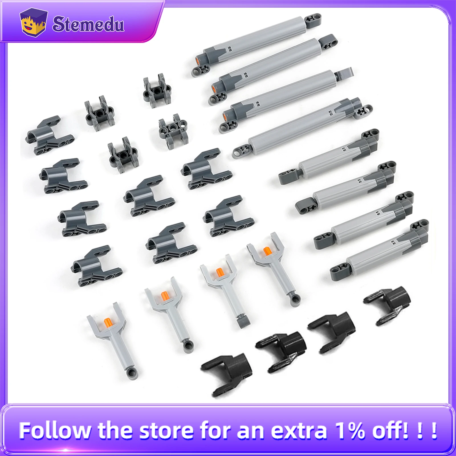 24pcs/lot Linear Actuator Long 15L Push Rod Putter Head - Building Blocks MOC Parts 40918, 61927, 61904, 61905, 92693