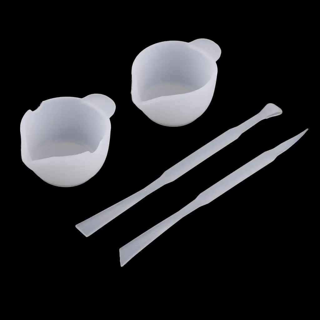 4pcs/set Silicone Resin Color Mixing Measuring Distribution Cup and Stirrers Liquid Resin Measuring Cups Jewelry
