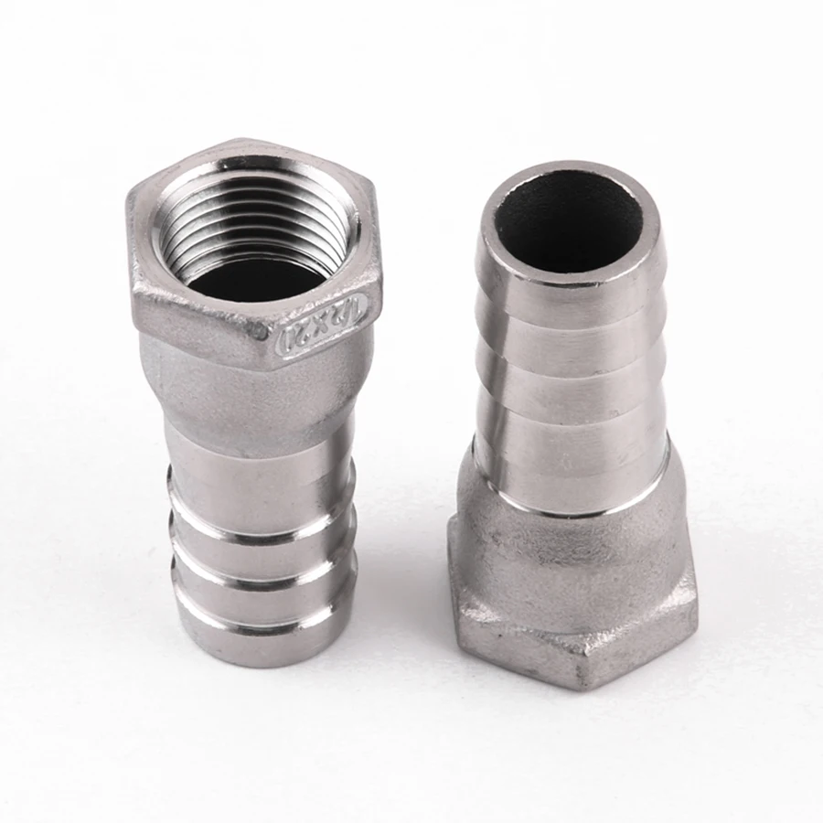 1PCS 1/4 3/8 1/2 3/4 BSP Female x 6/8/10/12/14/15/16/19/20/25mm Hosetail Barb Connector 304 Stainless Steel Plumbing Accessories