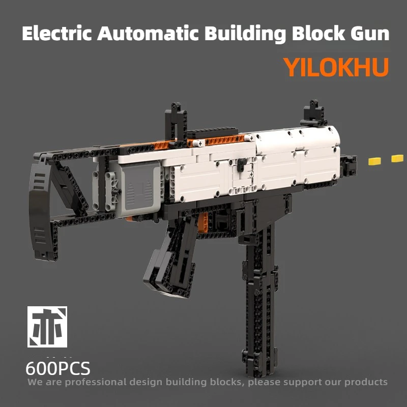 

600 деталей: Технический электрический автоматический конструктор-пистолет, стреляющий выбросными гильзами, MOC, сборный механический оружейный набор, подарок