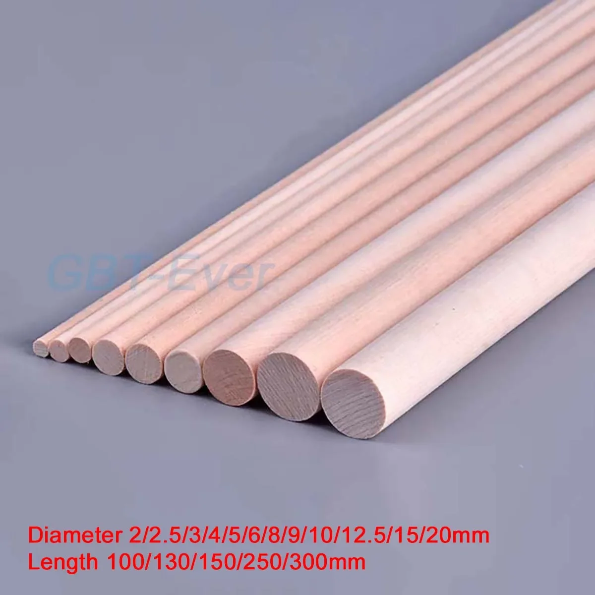 1~200Pcs Length 100~300mm Round Wooden Rods Counting Stick Dia 2/2.5/3/4/5/6/8/9/10/12.5/15/20mm Building Model Woodworking DIY