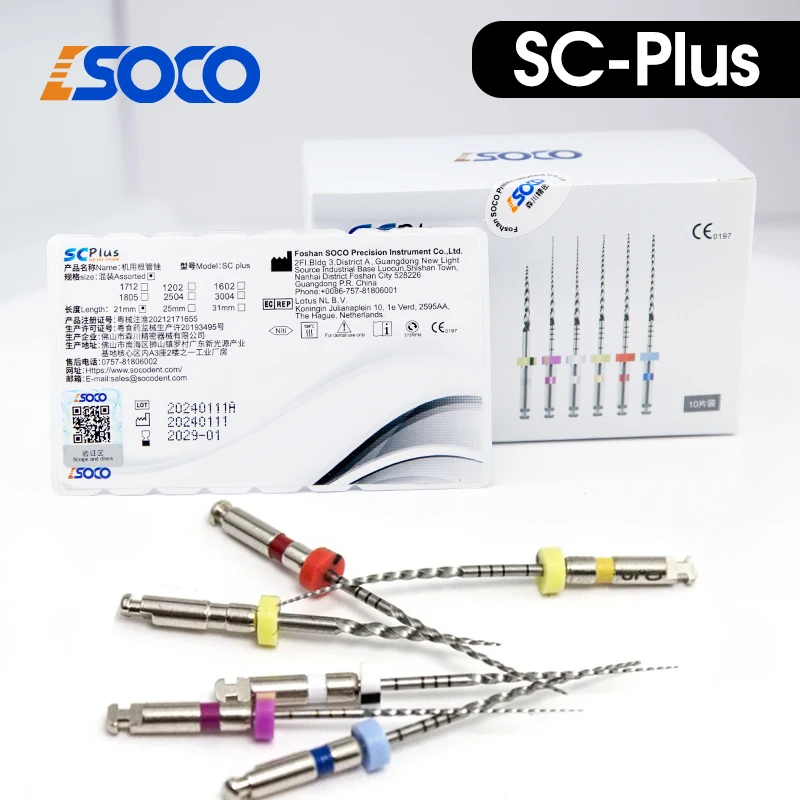 SOCO PLUS 6Pcs/Box Heat-Treatment Rotary NiTi Endodontic Files Premium Anti-Fracture Toughness Effective Debridement anti-broken