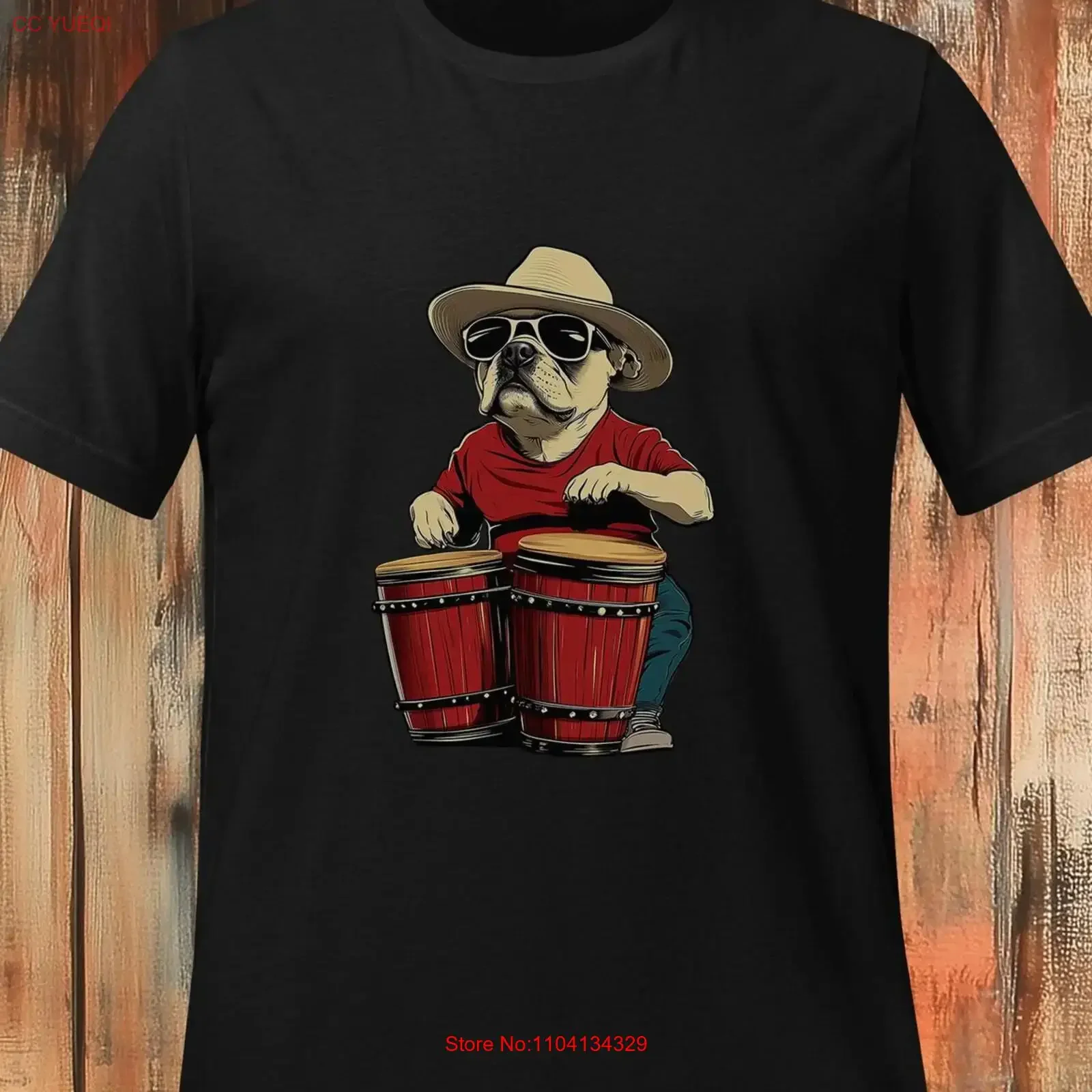 Cool Dog Playing Congas T Shirt Funny Pet Lover Music Casual Summer Sqwinx vintage Washed homme Stylish Breathable Stretched