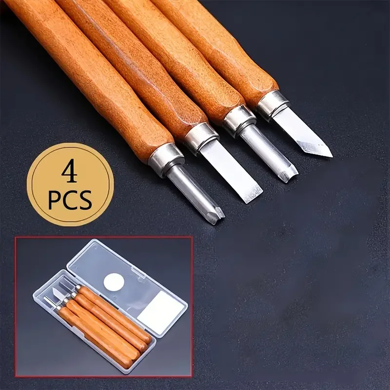 

3-4-5pcs/Set of Woodworking Carving Tools DIY Multi-function Handmade Art Carving Knife with Wooden Handle Carving Knife Tool
