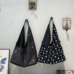 Borse con paillettes con strass di tendenza per donna Borse da sera lucide di grande capacità da donna Borsa a tracolla alla moda casual per tutti i fiammiferi