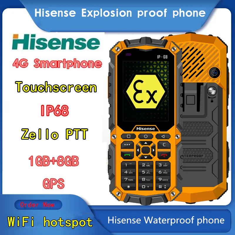 

Hisense D11 Zello PTT Smartphone IP68 Waterproof 4G LTE GPS Wifi Touchscreen 1G +8G Android 8 Phone