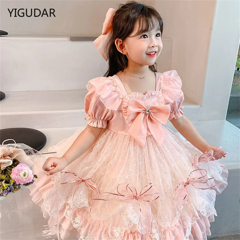 

Girls Dress Elegant Princess Dress Kids Lolita Dresses Costume Children Wedding Party Mesh Lace Dress 4-10Years Vestido