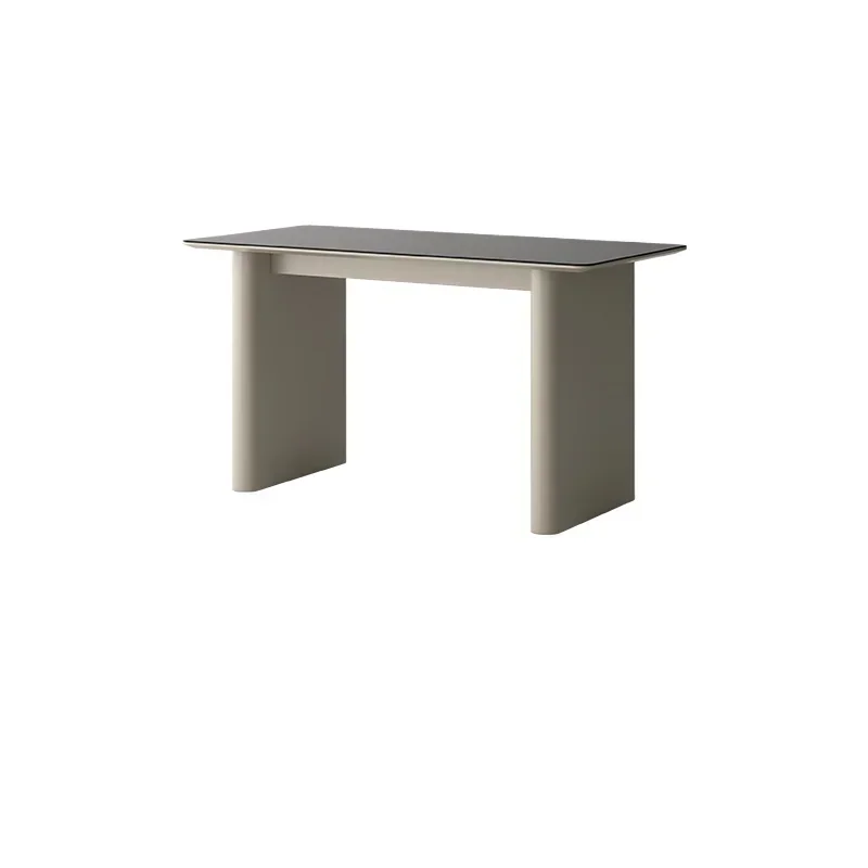 Nordic light luxury Yinuo rock slab black dining table solid wood middle island table modern simple