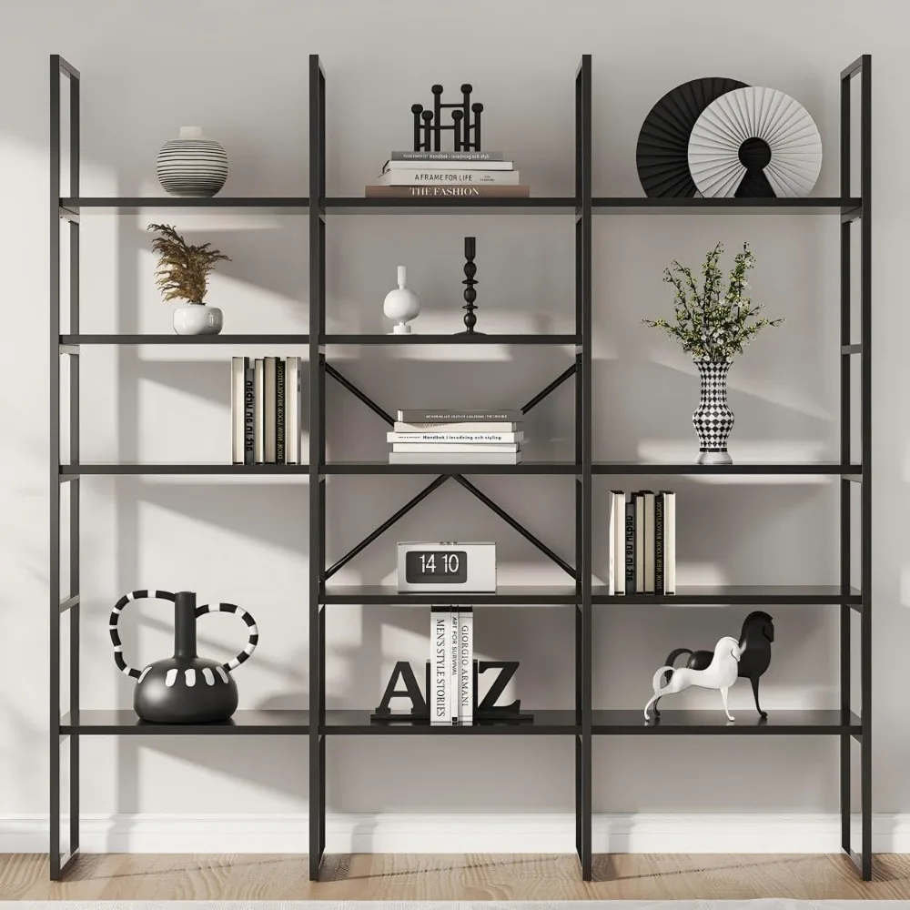 5 levels of triple width geometric bookshelves, 71 