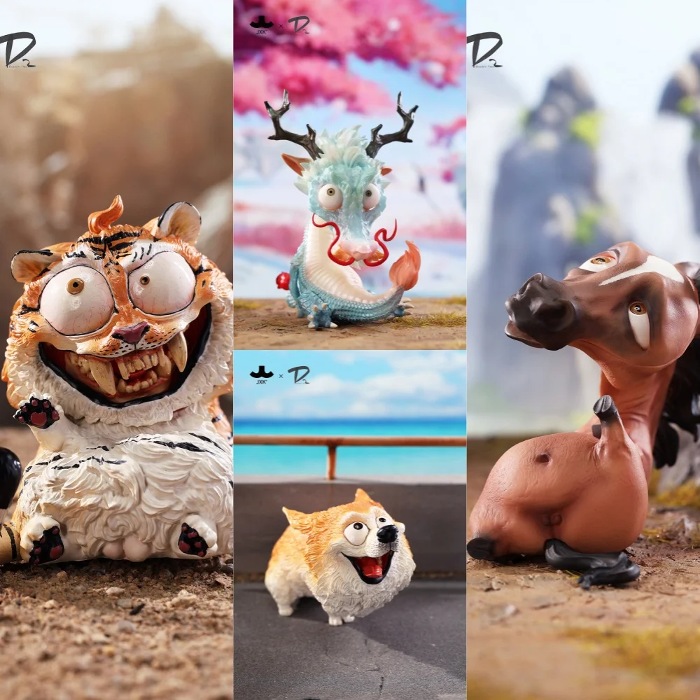 JXK D2 – ornement du zodiaque chinois, poney, tigre, Dragon, chien, modèle Animal mignon, jouets figurines d'action en résine, nouveau