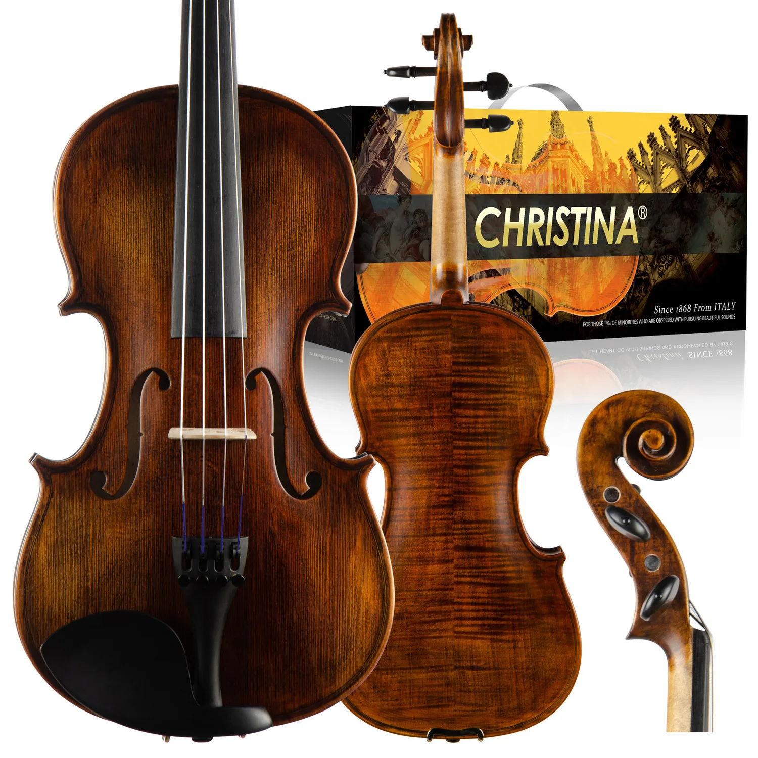 

Christina 2022 New Mus Violin 4/4 Stradivarius 1716 brown retro Oil Varnish Handmade Professional Violino free shipping