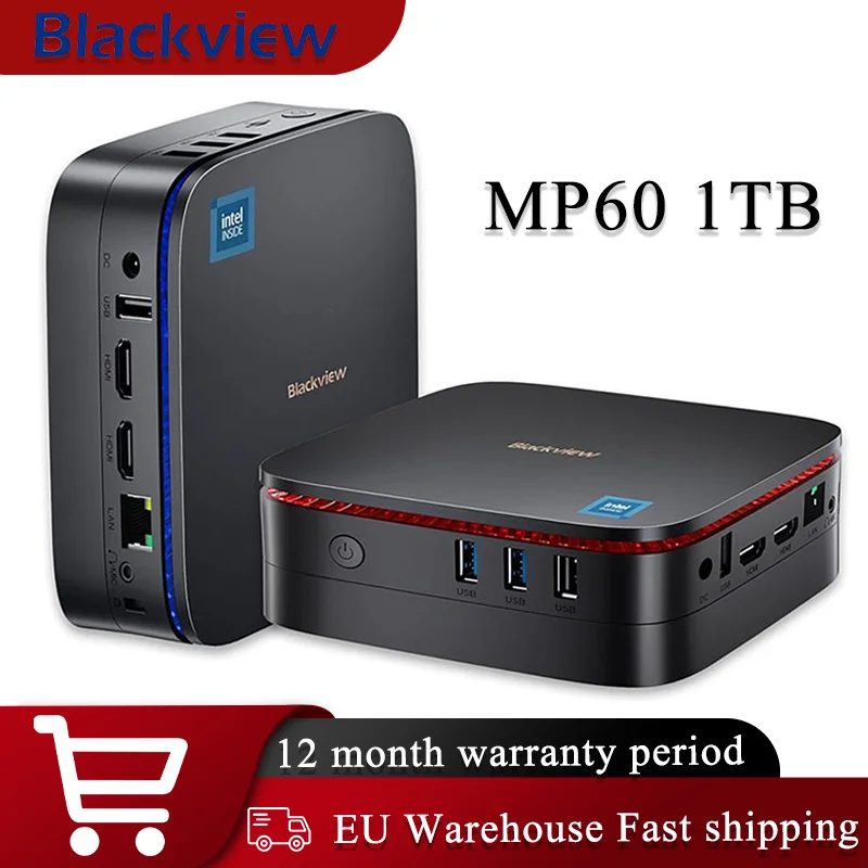 Mini PC Blackview MP60, Ordenador con Windows 11 Pro, 16GB, DDR4/512GB, SSD, Intel N95, 4K, HD, Doble HDMI, Doble banda, 2,4G