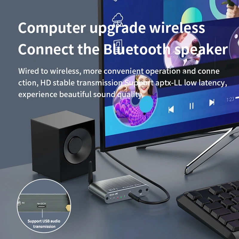 Аудиоадаптер Bluetooth AUX Type-C Многоточечный двухточечный компакт-диск Качество звука Hi-Fi Беспроводной адаптер