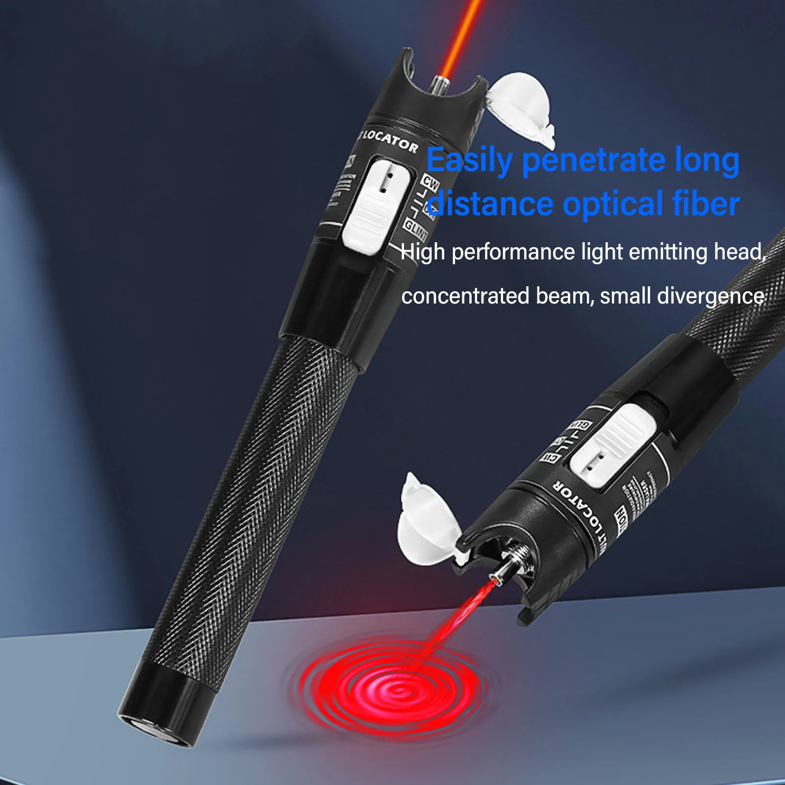 80km Visual Fault Detector 2.5mm Universal Connector Fiber Optic Test Pen 650nm±10nm Output 80MW for Breakpoint Detection