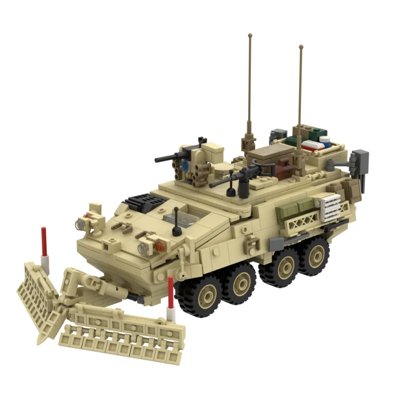 MOC WW2 Military Field combat engineer transport vehicle M1128 Fighting Building Block Assembly Model Technology Toy Kid Gifts