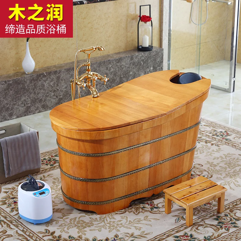 Oak bath bucket Solid wood bathtub Wooden bath bucket Adult sweat steam bucket